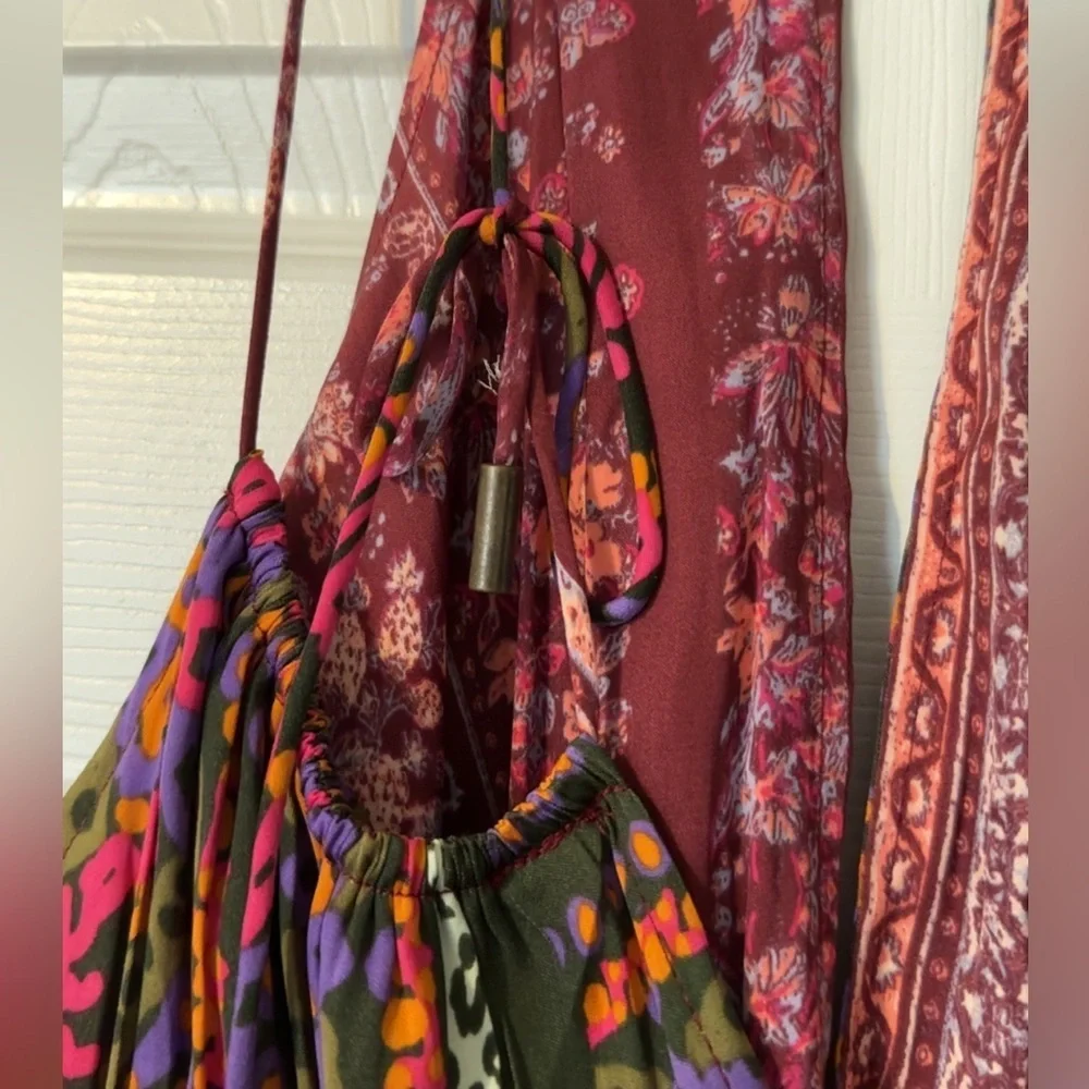 Free People Billini Patchwork Halter Top - Pink and Purple